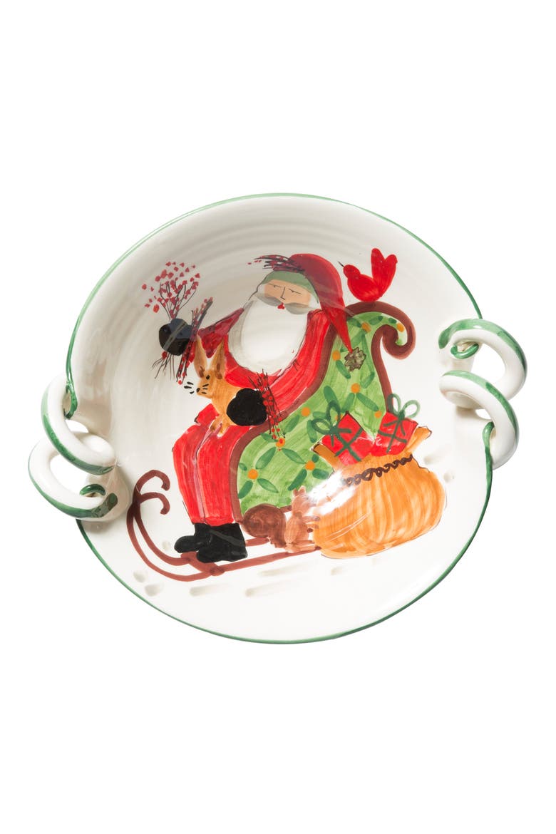 Old St. Nick Scallop Handled Bowl, Main, color, HAND PAINTED