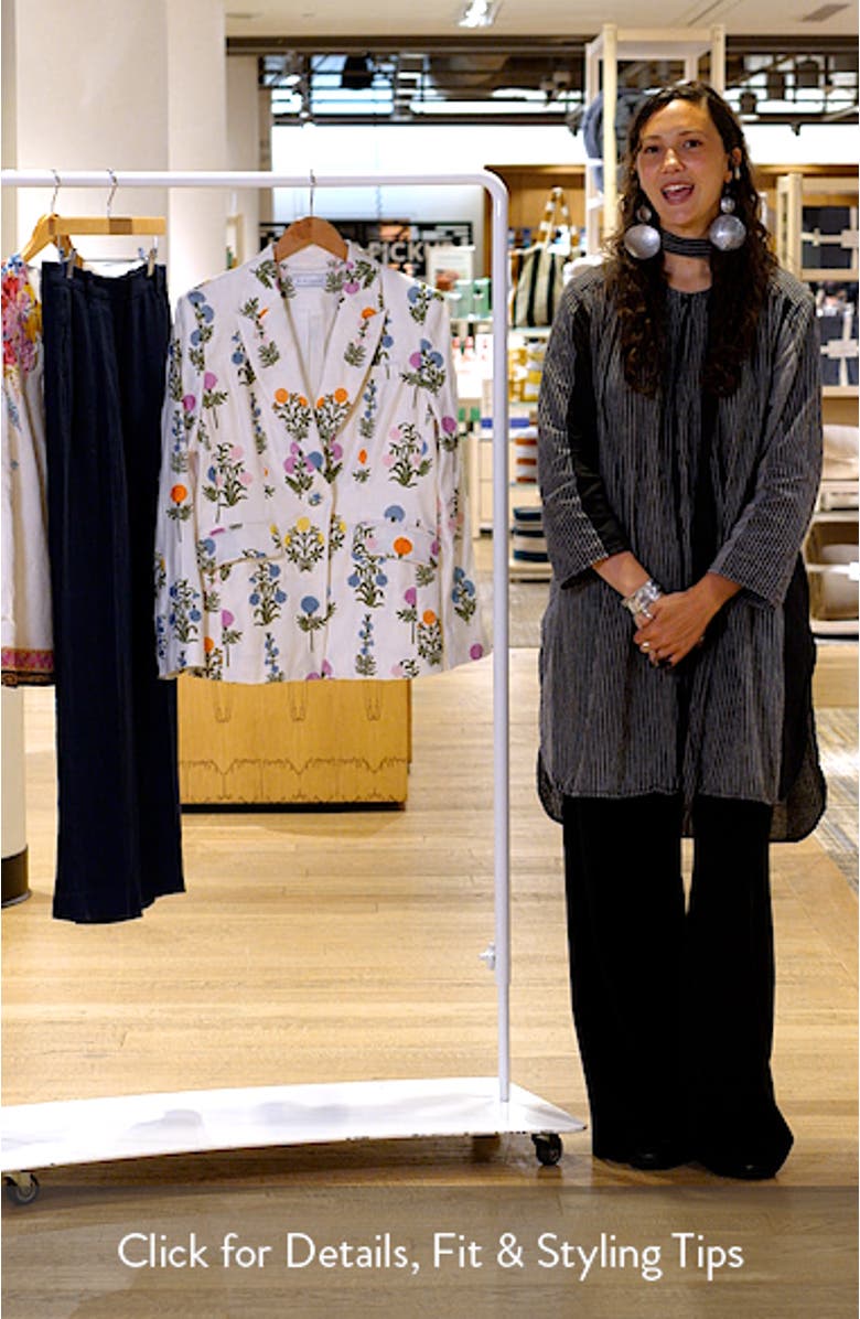 The Amelia Floral Embroidery Linen Blend Blazer, sales video thumbnail