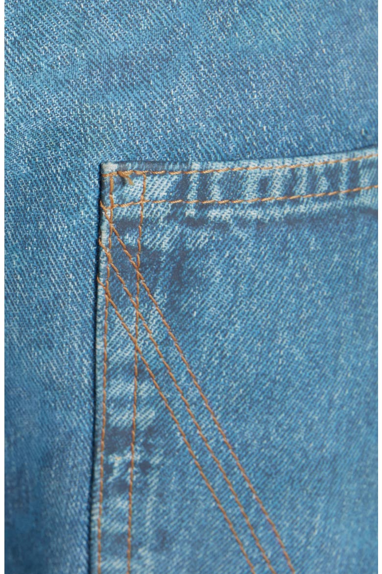 Denim Print High Waist Leather Jeans, Alternate, color, 4600 MEDIUM BLUE DENIM