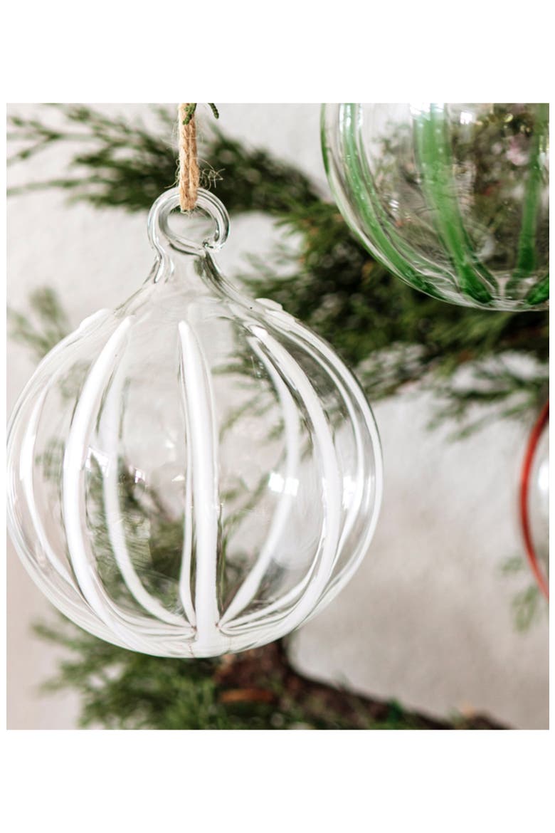 Nuovo Stripe Glass Ornament, Alternate, color, WHITE
