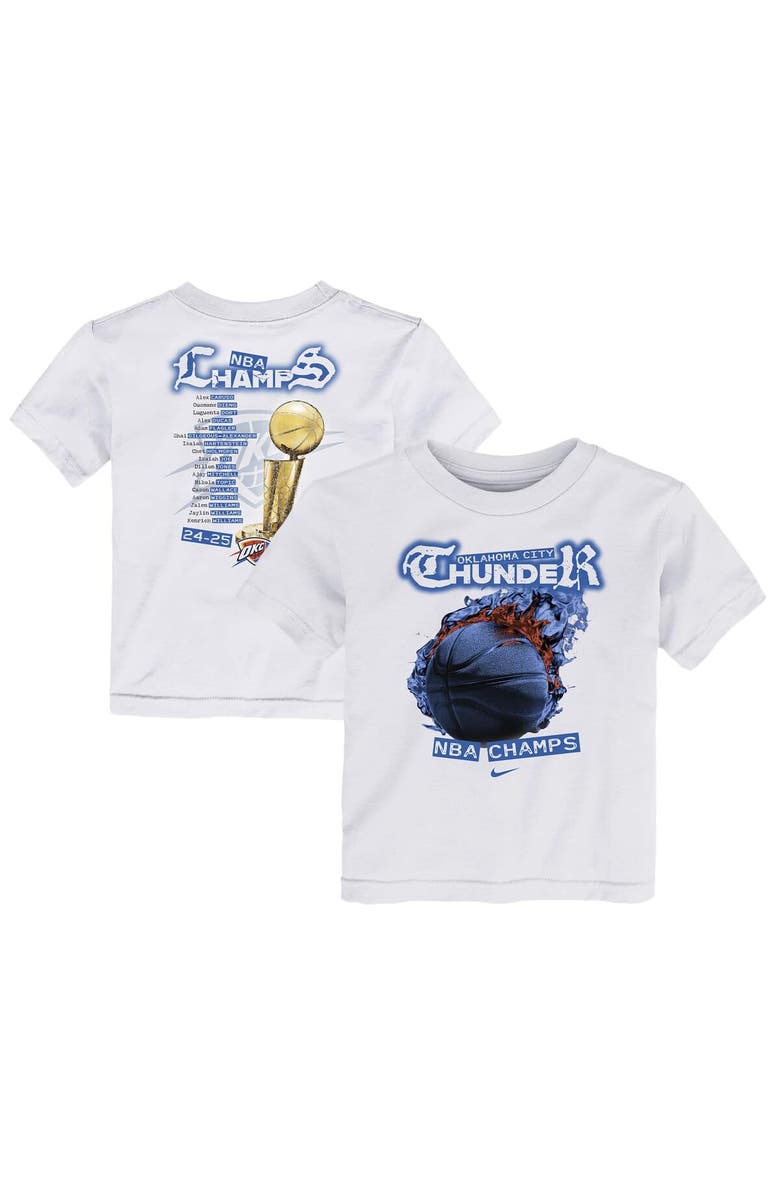 Nike Toddler Nike  White Oklahoma City Thunder 2025 NBA Finals Champions Parade Roster T-Shirt, Main, color, 