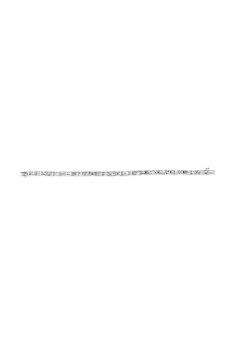 14K White Gold 2.0 Cttw Baguette and Princess-Cut Diamond Tennis Bracelet, Alternate, color, White