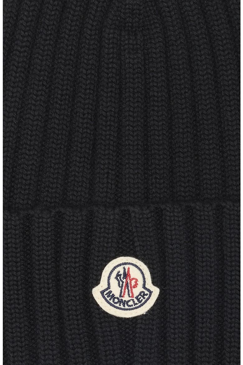 Logo Patch Rib Wool Beanie, Alternate, color, BLACK