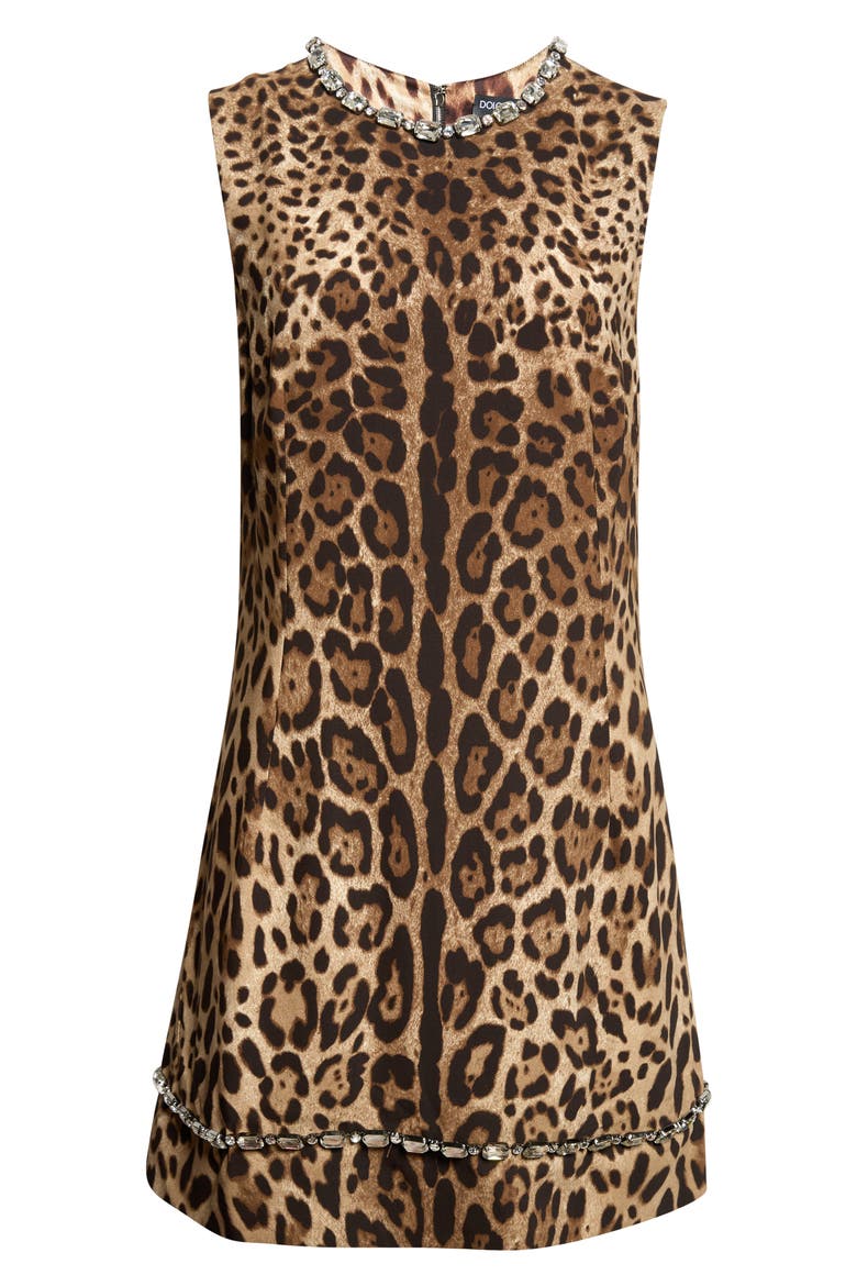 Leopard Print Stretch Cady Minidress, Main, color, LEO NEW