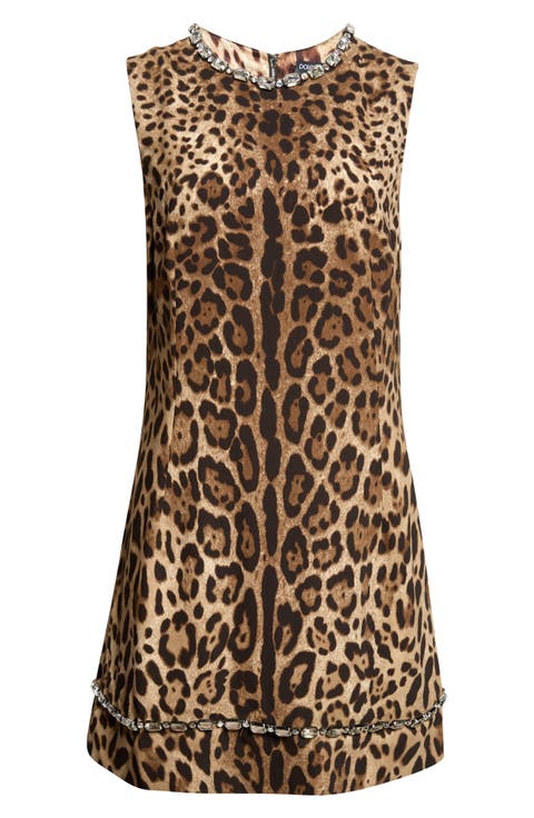 Leopard Print Stretch Cady Minidress