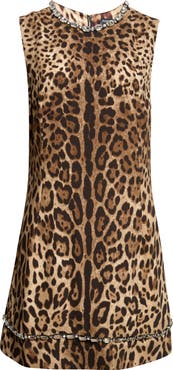 Dolce&Gabbana Leopard Print Stretch Cady Minidress