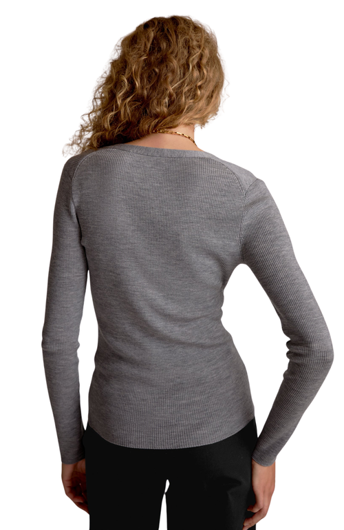 M.m.lafleur Yanka Ribbed Merino Sweater In Gray