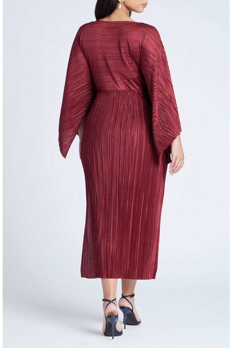 Cape Effect Plisse Dress, Alternate, color, BORDEAUX