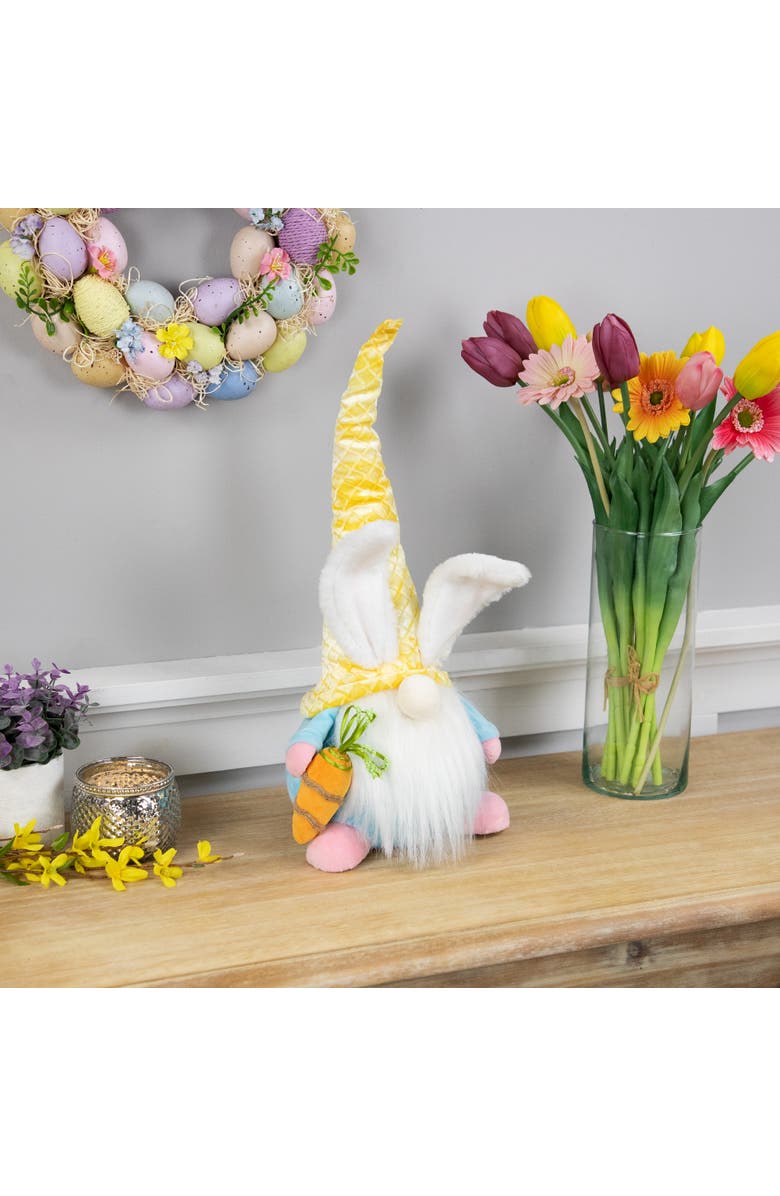 Northlight Gnome with Bunny Ears Easter Figure - 18.5" - Yellow and Blue, Alternate, color, Yellow