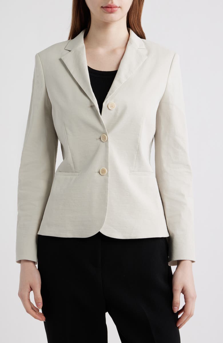 Theory Shrunken Linen Blend Jacket, Alternate, color, White Clay