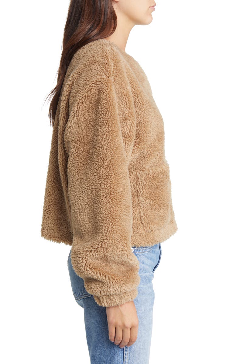 Treasure & Bond Collarless Faux Shearling Jacket, Alternate, color,