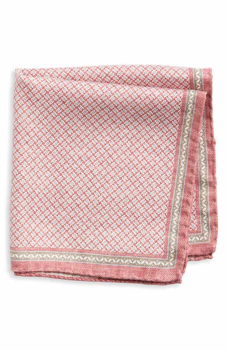 Alain Geometric Print Silk Pocket Square
