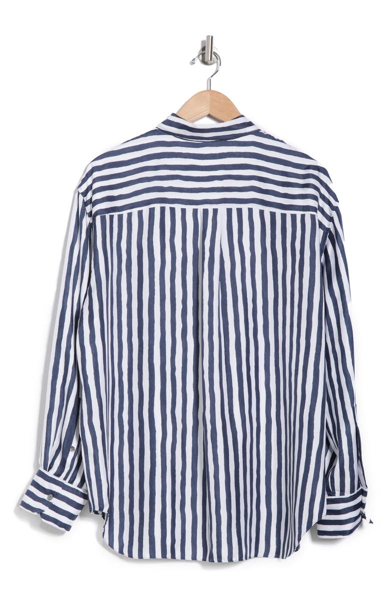 Theory Painter Stripe Silk Button-Up Shirt, Alternate, color, Blmu
