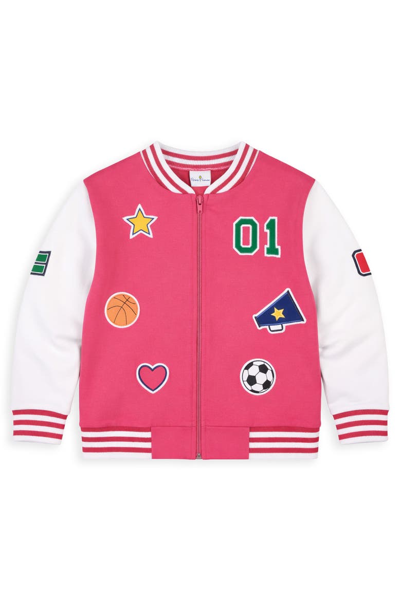 Varsity Sports Jacket, Main, color, Fchsia/Wht