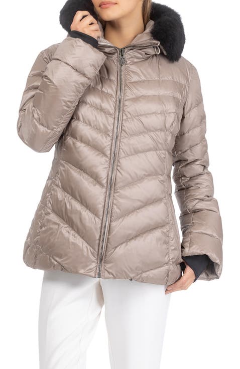 Apres-Ski Chevron Parka with Detachable Toscana Lamb Hood Trim