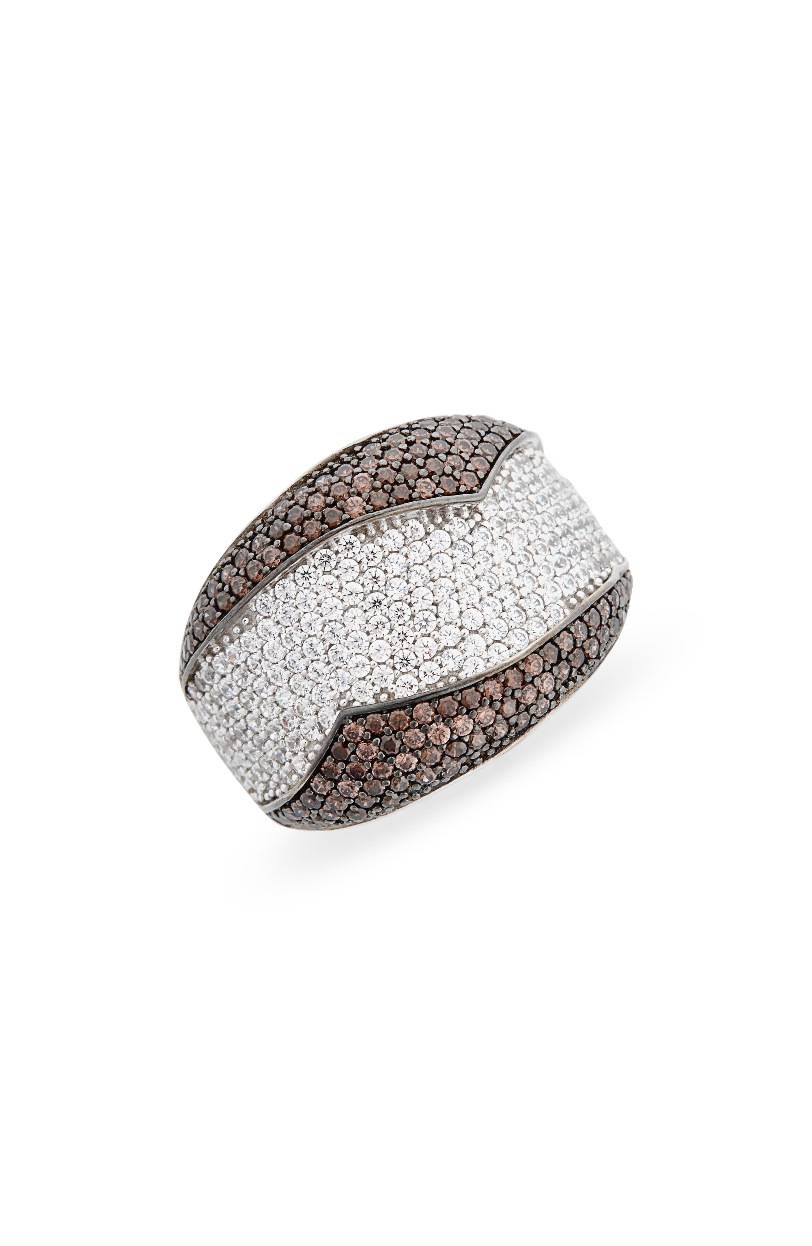SUZY LEVIAN 14K Yellow Gold Plated Pave CZ Ring