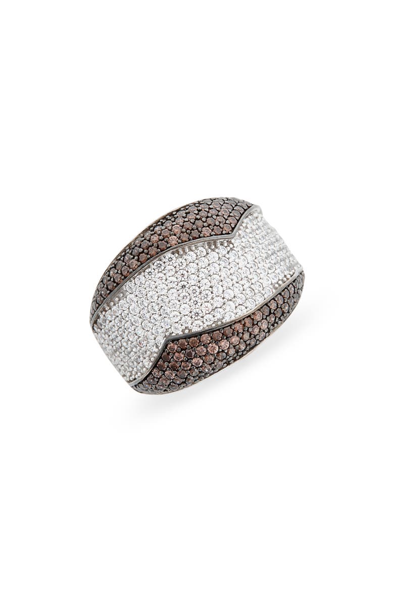 14K Yellow Gold Plated Pave CZ Ring, Main, color, BROWN