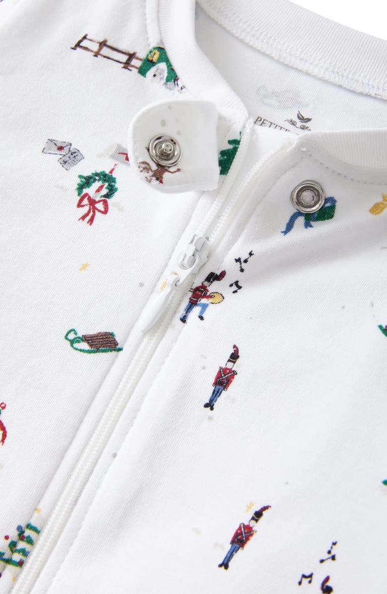 Petite Plume Holiday Town Fitted One-Piece Pima Cotton Pajamas, Alternate, color, White