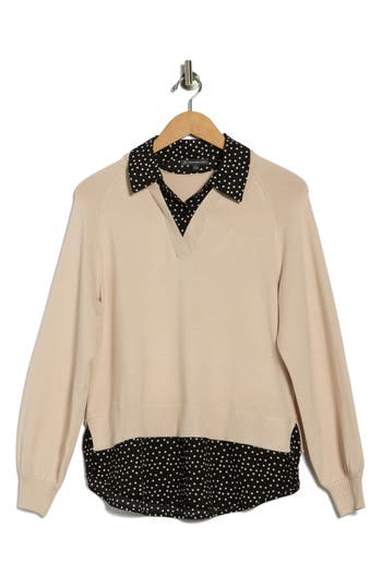 Adrianna Papell V-neck Twofer Sweater