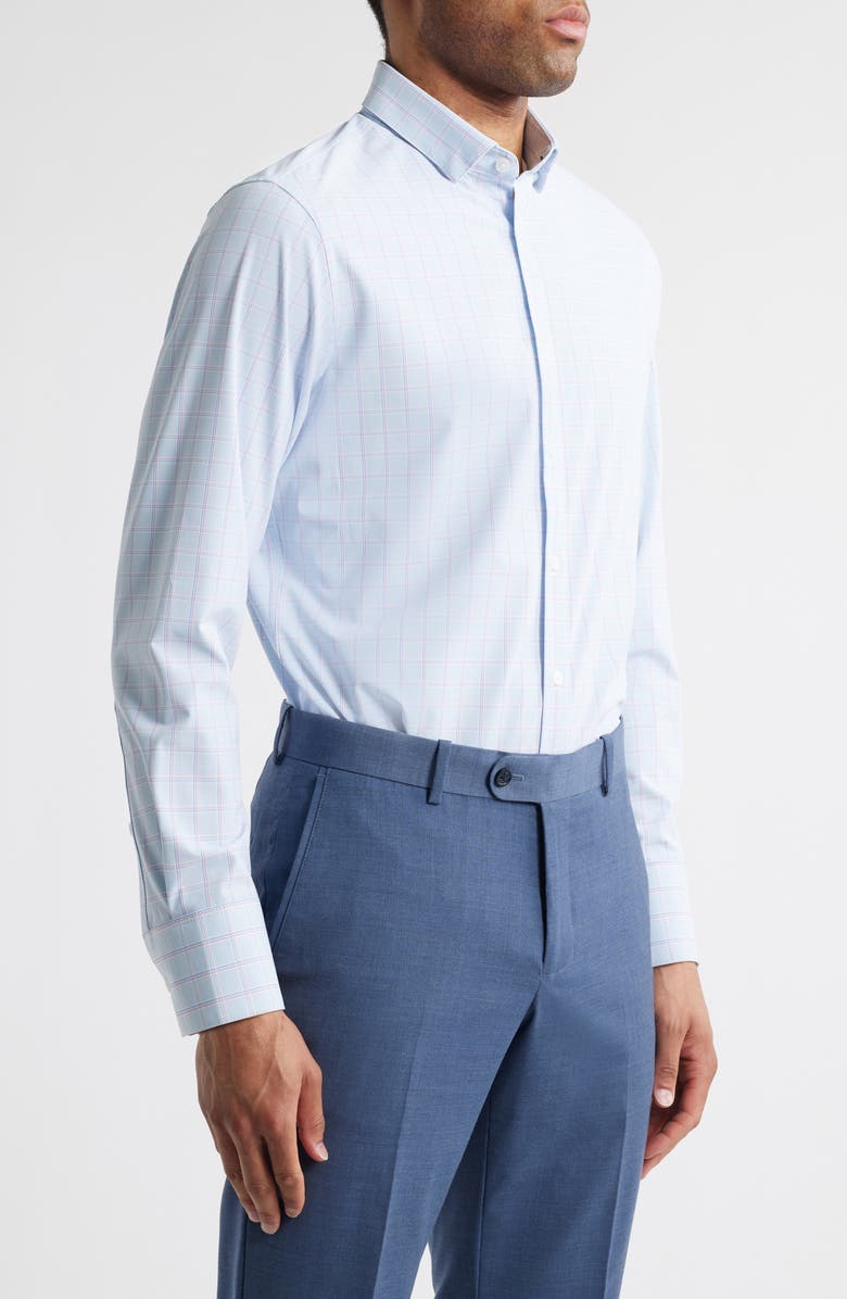 Mizzen+Main Leeward Trim Fit No Tuck Tattersall Check Button-Up Shirt, Alternate, color, Chambray Hampton Plaid