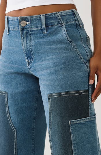 Colorblock Wide Leg Carpenter Jeans