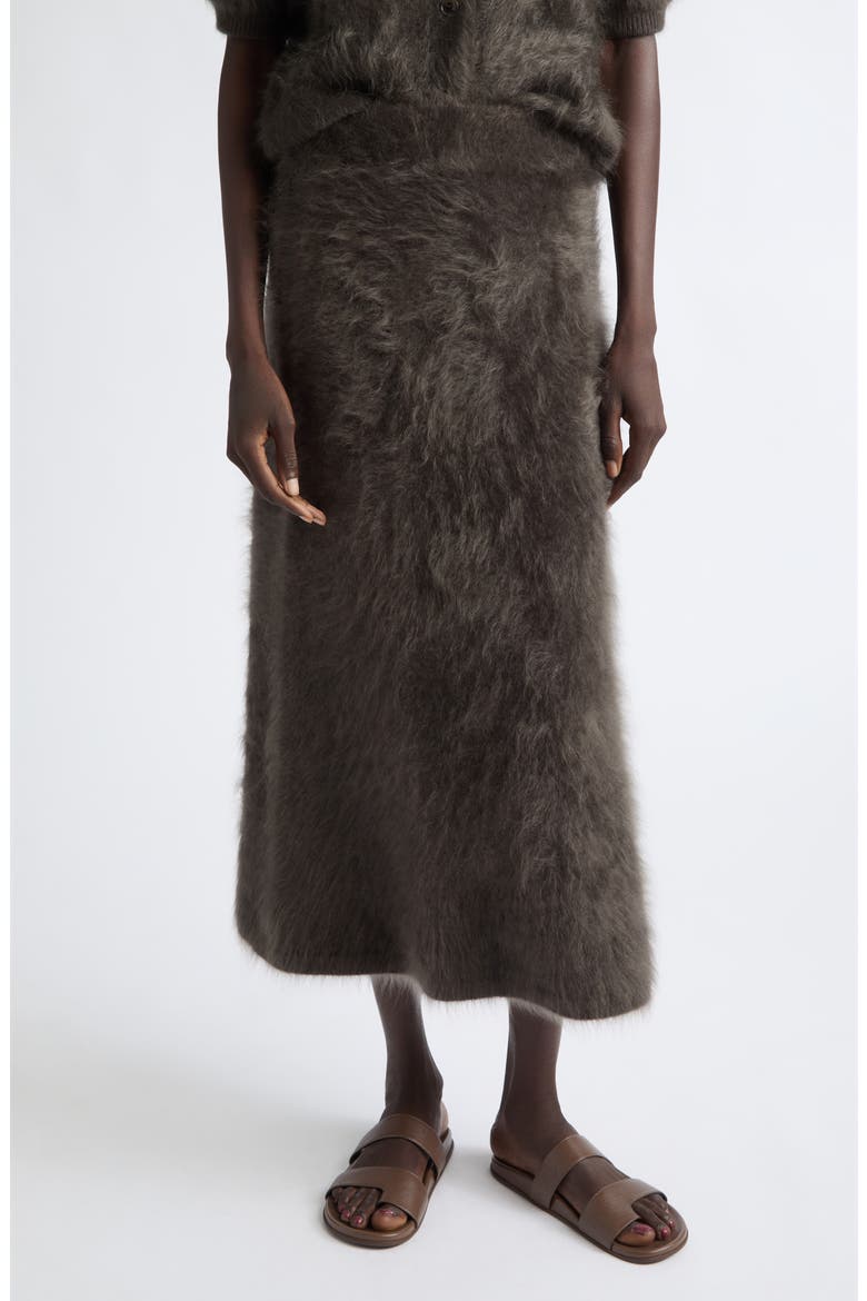 Asta Brushed Cashmere Midi Skirt, Main, color, DARK FERN BRUSHED