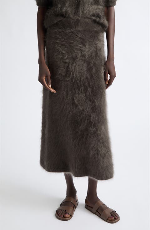 Asta Brushed Cashmere Midi Skirt
