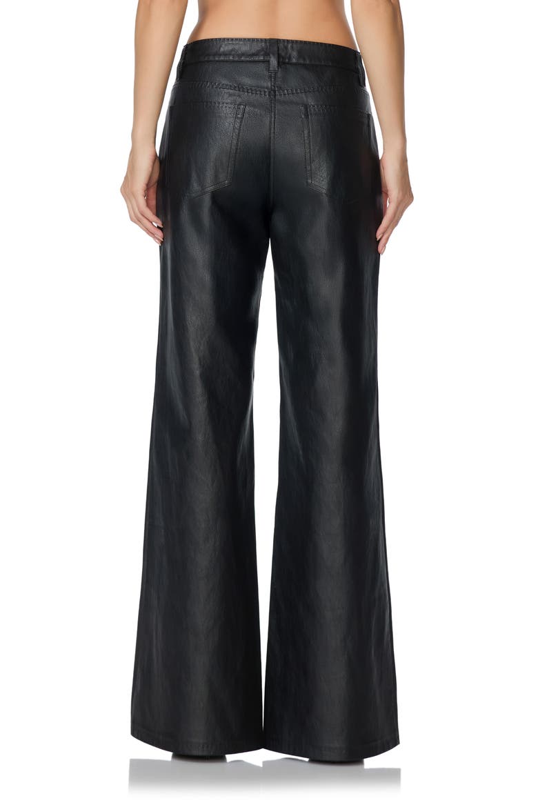 Lace Up Low Rise Flare Faux Leather Pants, Alternate, color, NOIR