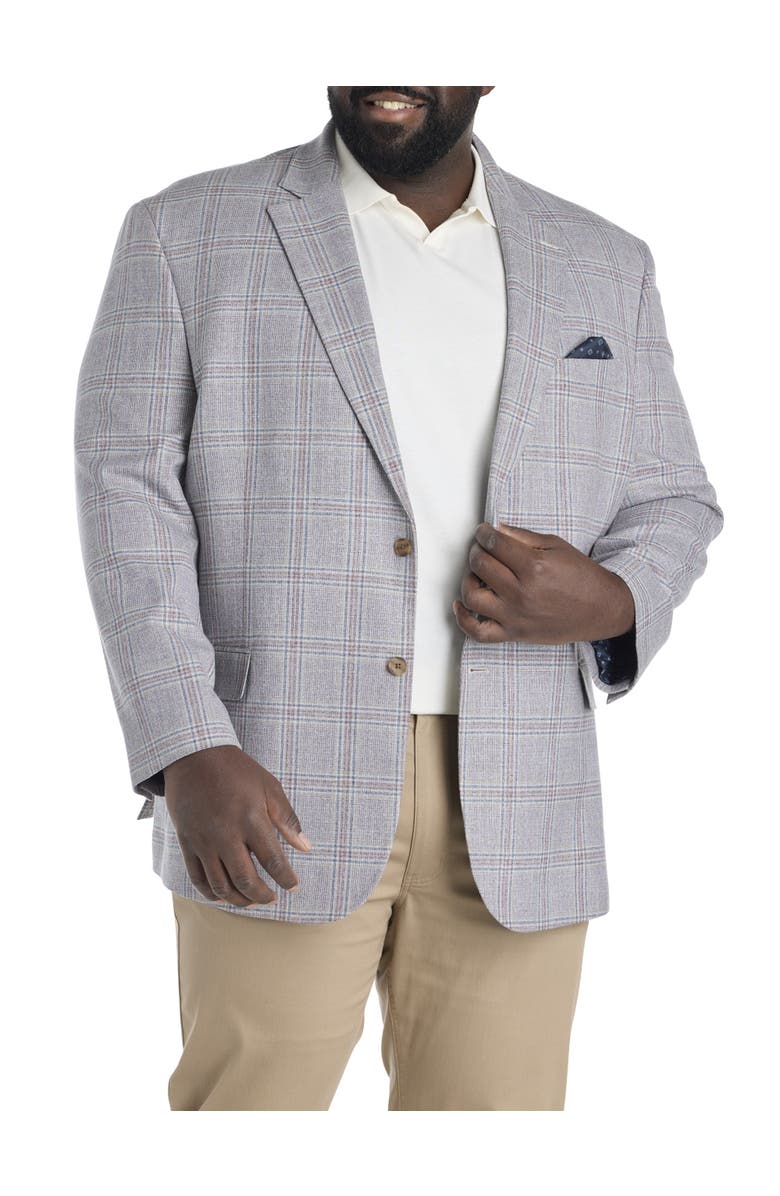 Oak Hill by DXL Big & Tall Spring Plaid Sport Coat, Main, color, Grey Multi