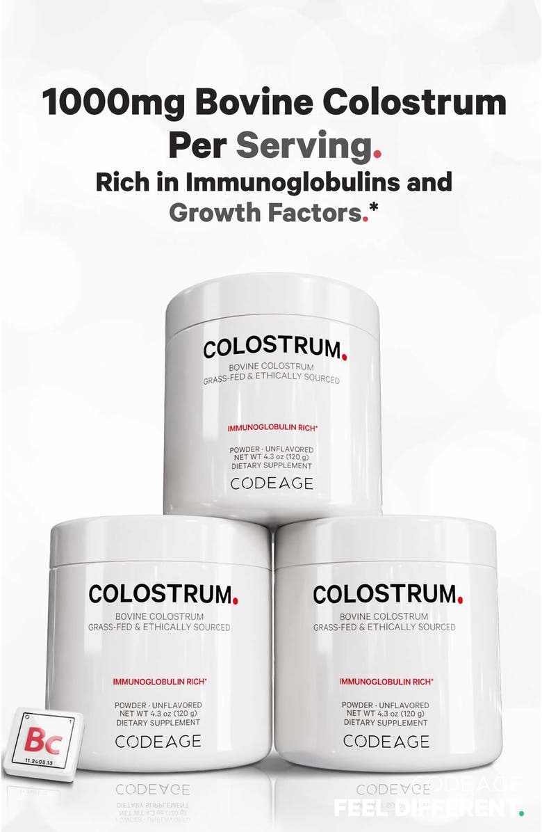 Codeage Grass-Fed Bovine Colostrum Powder Supplement, Alternate, color, White