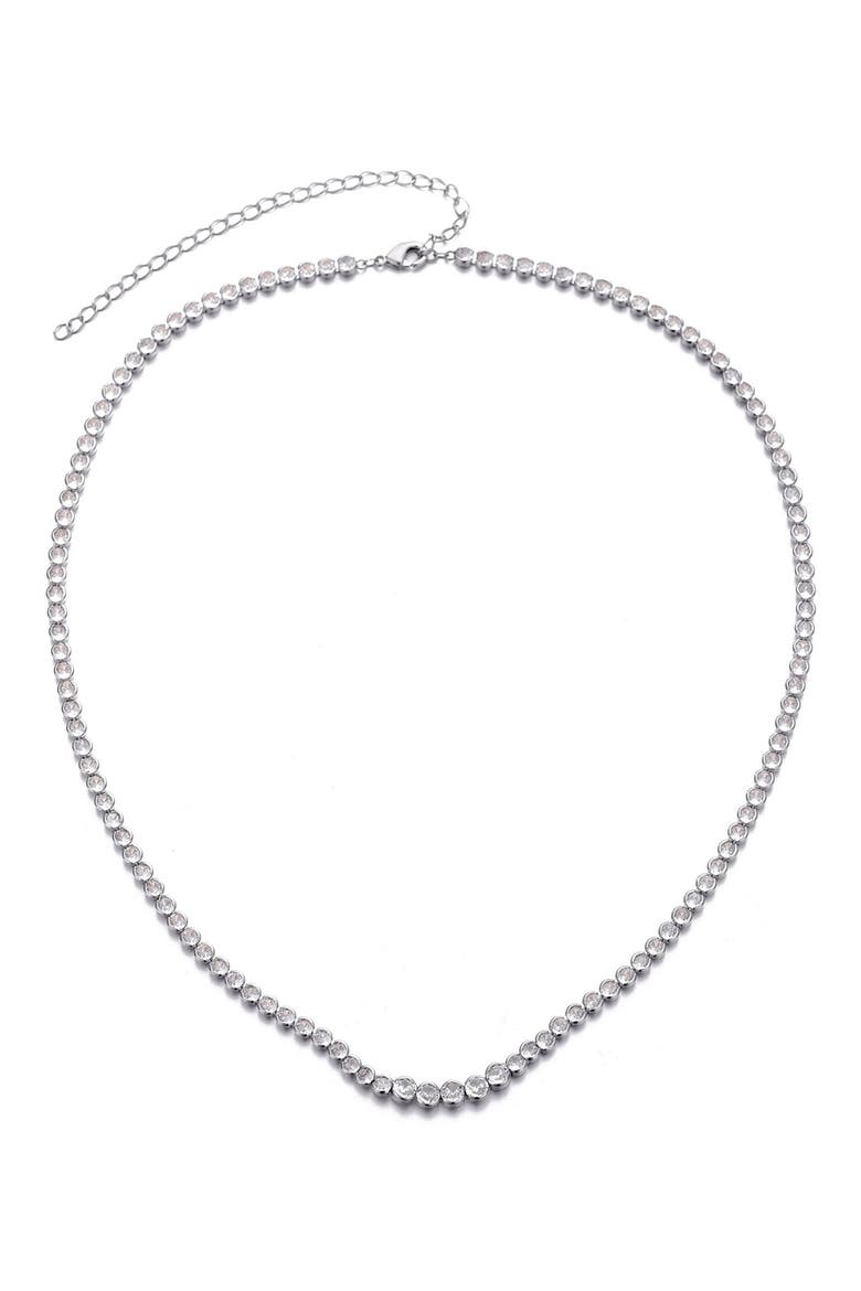 Bezel Crystal Tennis Necklace, Main, color, SILVER