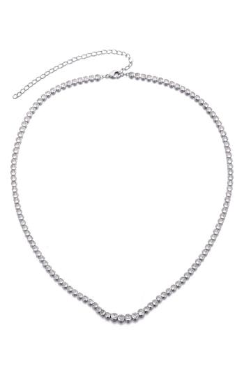 Adornia Bezel Crystal Tennis Necklace In Silver