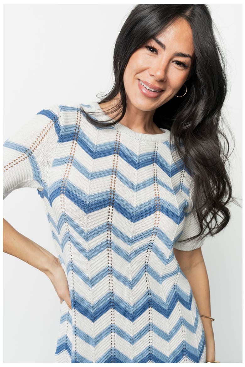 Mijas Crochet Dress, Alternate, color, Blue + Off White