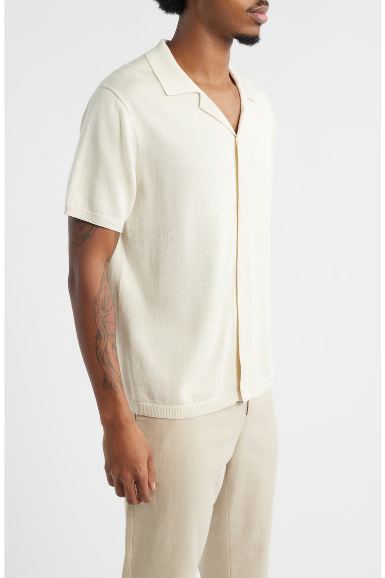 Camp Short Sleeve Button Up Sweater, Alternate, color, IVORY DOVE