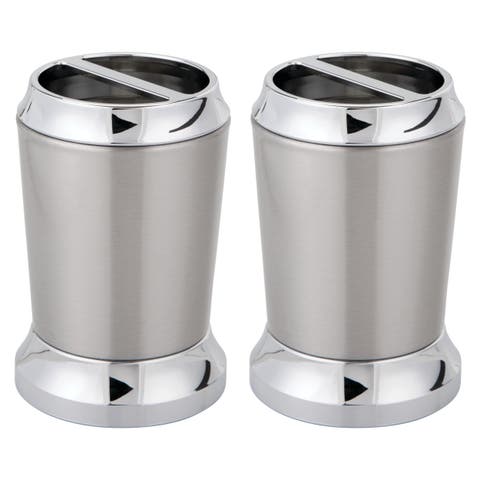 Stainless Steel Toothbrush Holder - Set of 2 - Brushed/Chrome