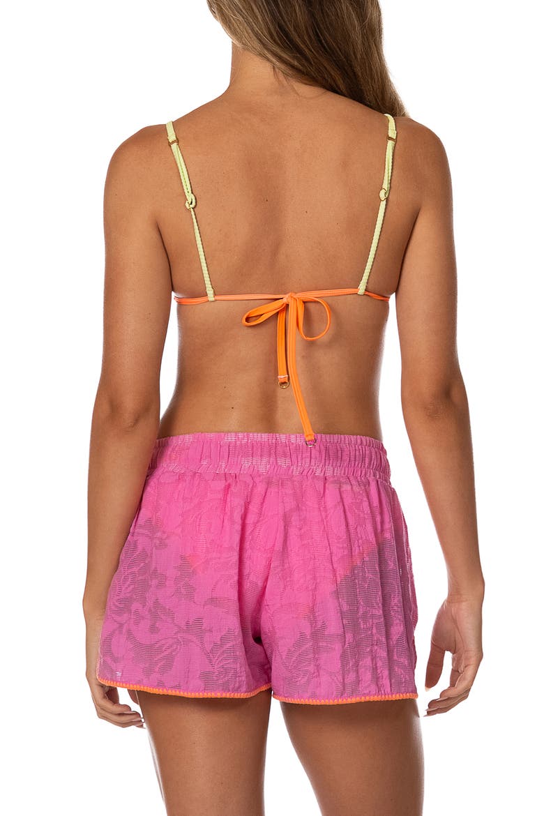 Fuchsia Flower Ryto Cover-Up Shorts, Alternate, color, DARK PINK