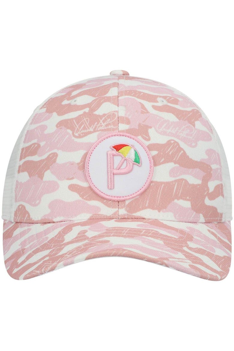 Men's Puma Pink Arnold Palmer Invitational Camo P Snapback Hat, Alternate, color, Pink