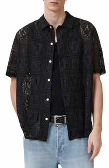 AllSaints Netley Lace Short Sleeve Button-Up Shirt