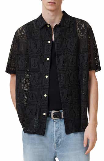 AllSaints Netley Lace Short Sleeve Button-Up Shirt