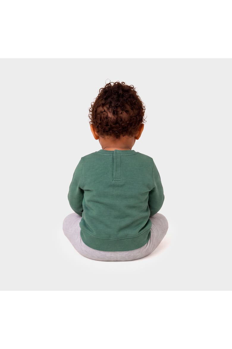 Santa Sleigh Glitter Crew Fleece Sweatshirt (baby), Alternate, color, Blue Spruce
