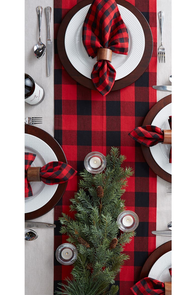 Buffalo Check 14x72" Table Runner, Alternate, color, Red & Black