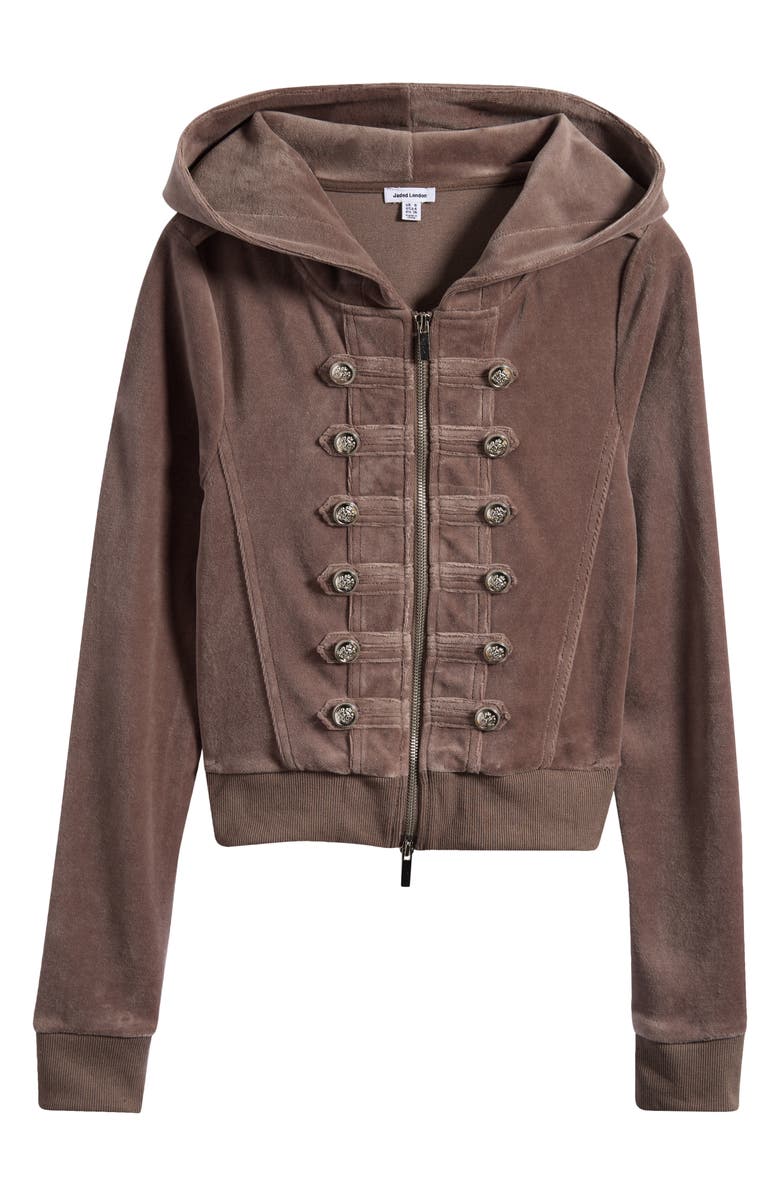 JADED LONDON Mini Monster Velour Military Hoodie, Alternate, color, Brown