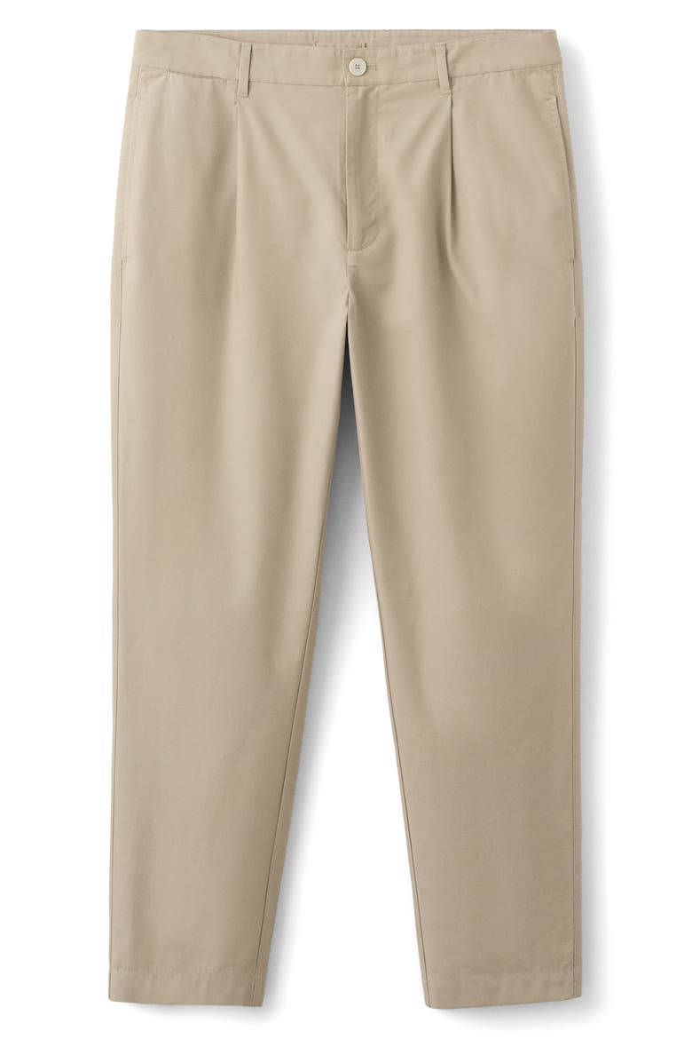 Pleated Straight Fit Cotton Blend Pants, Main, color, BEIGE