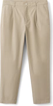 MANGO Pleated Straight Fit Cotton Blend Pants