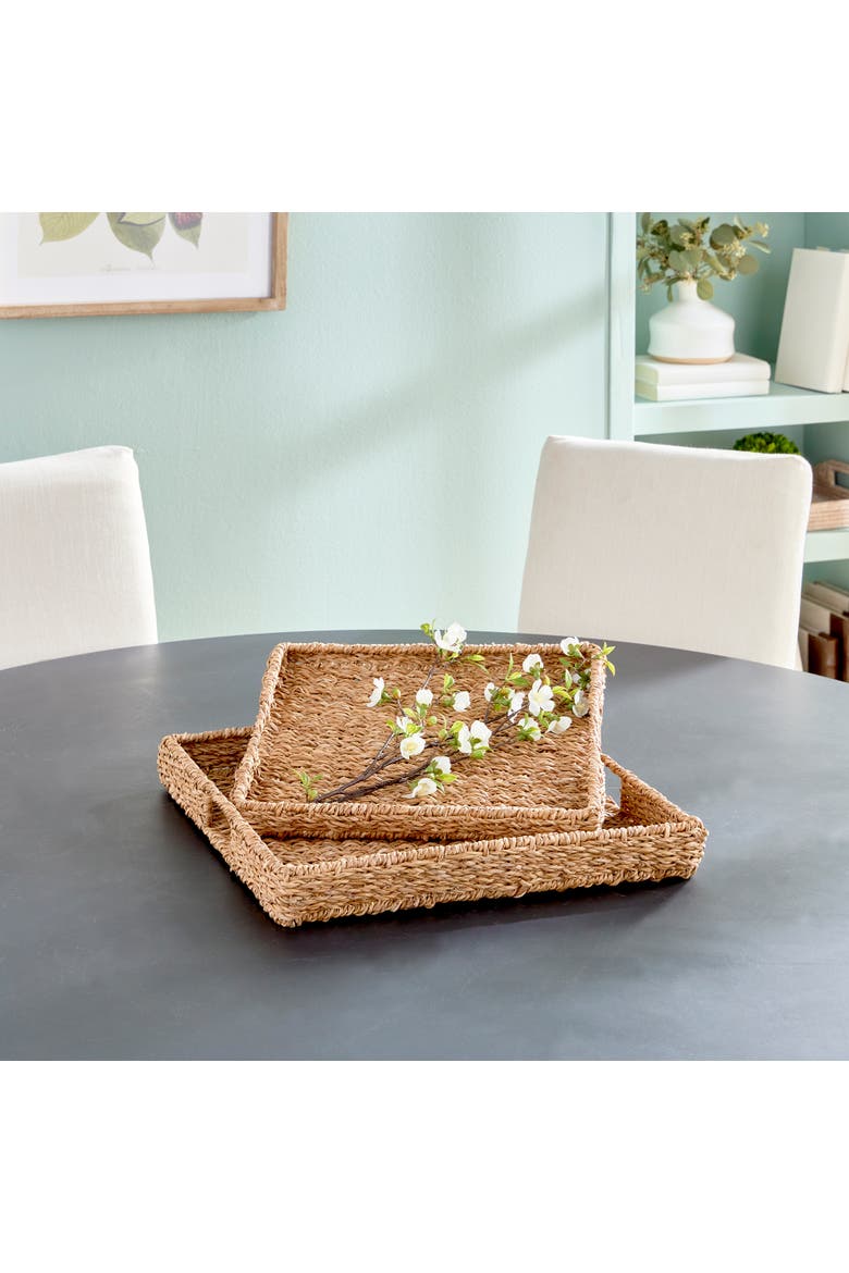 Seagrass Rectangular Trays St/2, Alternate, color, Brown