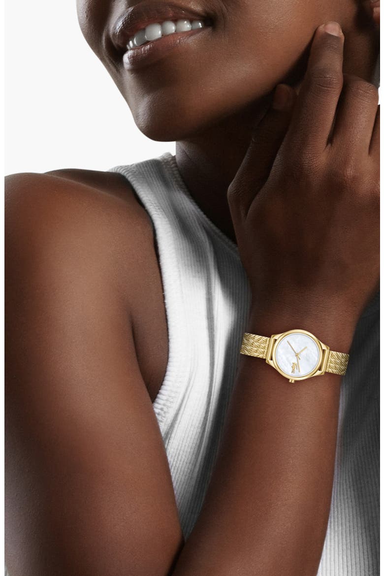 Mini Crocodelle Mesh Strap Watch, 28mm, Alternate, color, GOLD