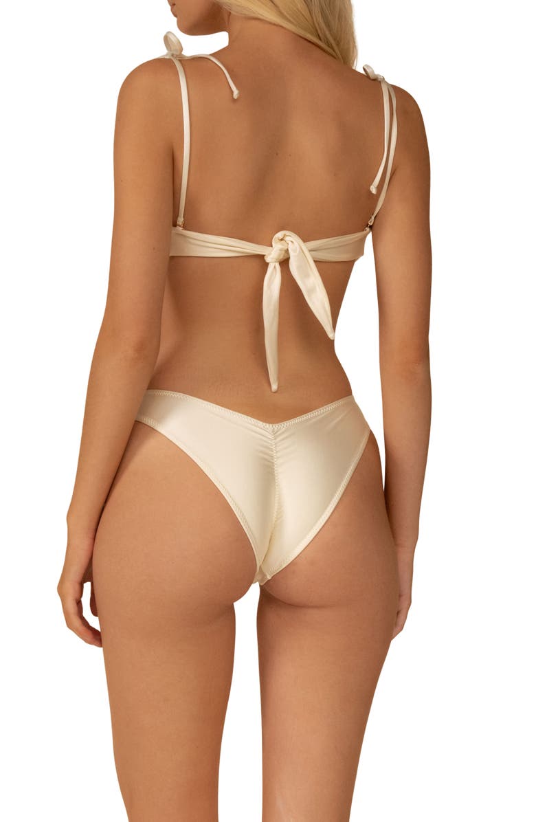 MONTCE Cream Silkie Tori Ties Bandeau Bikini Top, Alternate, color, 