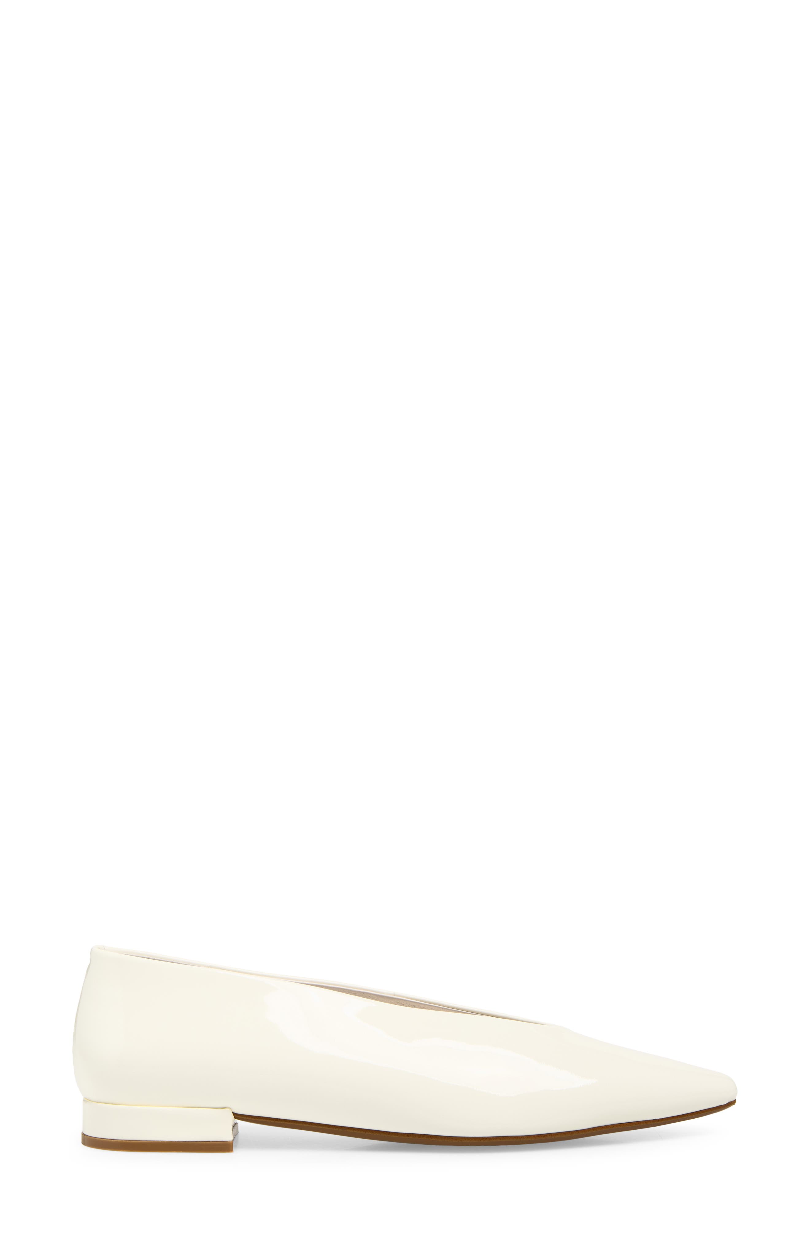 Hinted Pointed Toe Flat, Alternate, color, IVORY PATENT