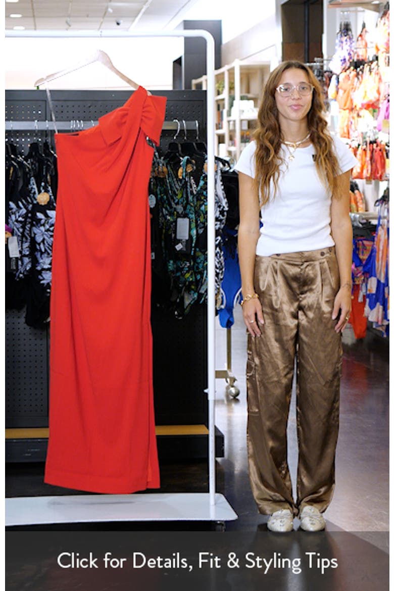 Cosette Bow One-Shoulder Column Gown video