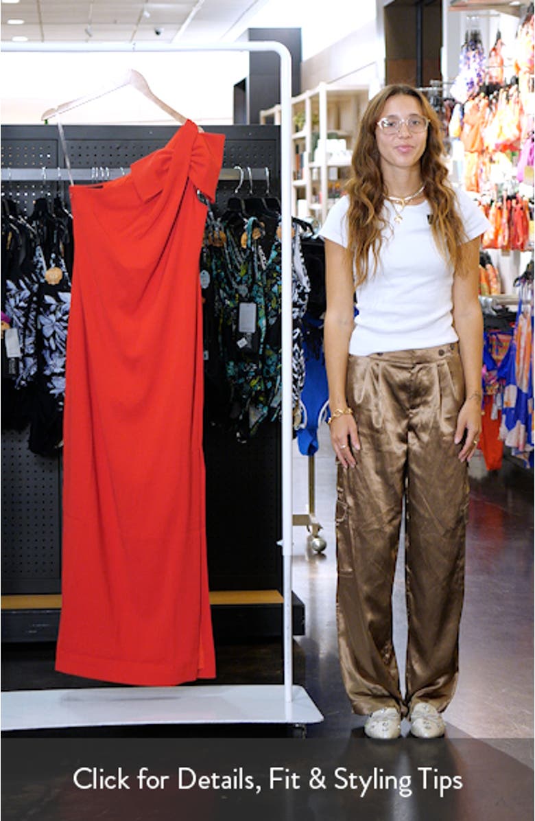 Cosette Bow One-Shoulder Column Gown, sales video thumbnail